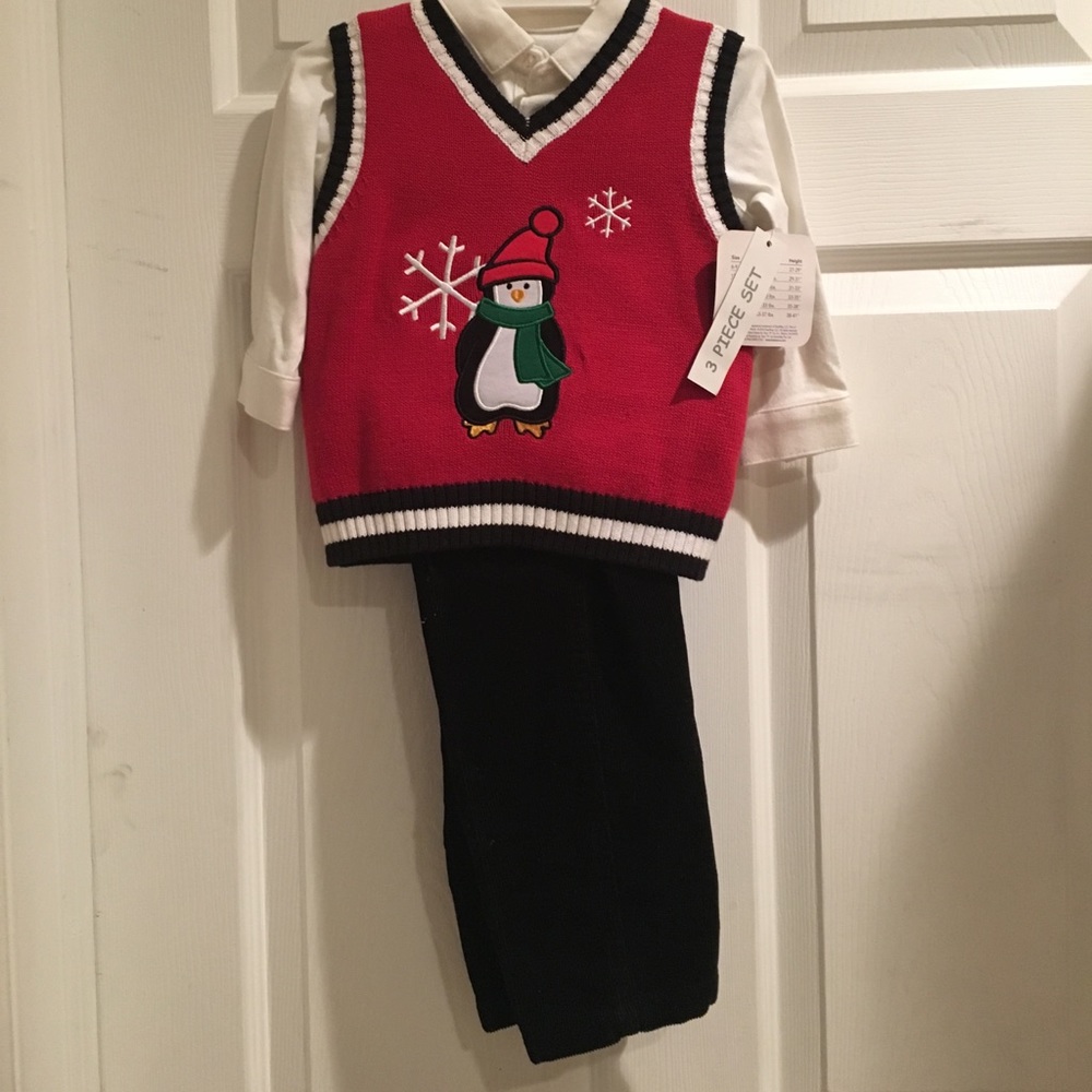 NEW!! Babies R Us penguin vest 3 piece set